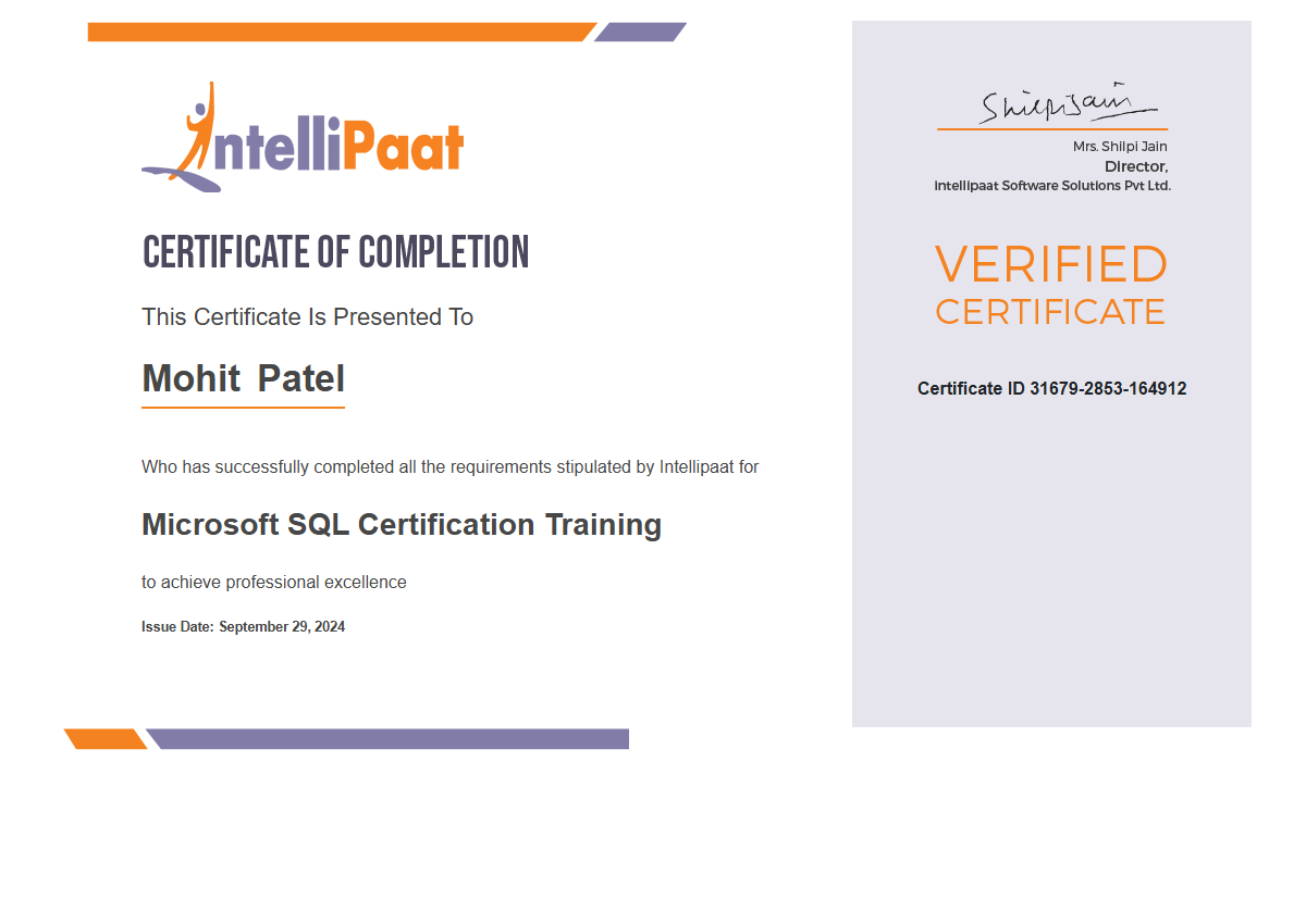 MS SQL Developer Certificate